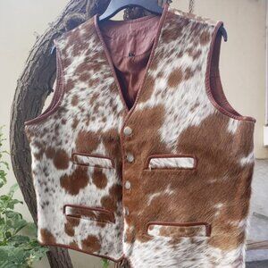 Men's Cowhdie leather Vest Tan Biker Vest Casua; Jacket